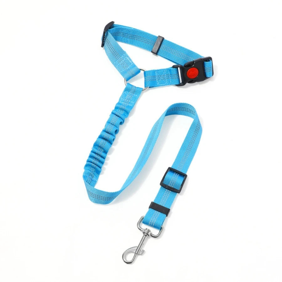 Shock-Absorbing Dog Car Seatbelt - Elastic Safety Rope with Reflective Strips for Small, Medium, and Large Dogs