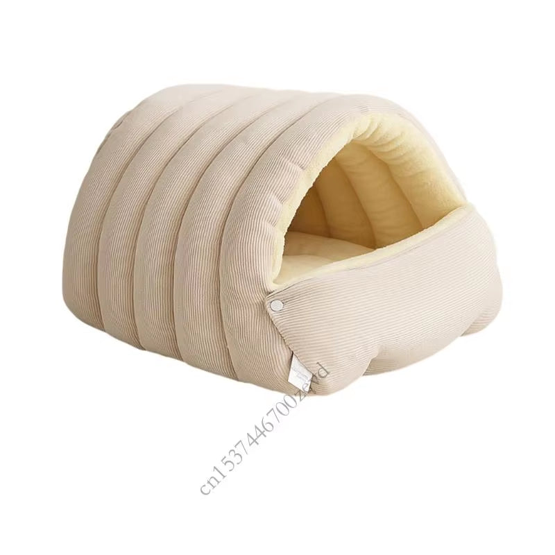 Washable Enclosed Cats House with Removable Cover Soft Plush Bed for Anxiety Relief Antislip Base Indoor Pet Furniture P9YB