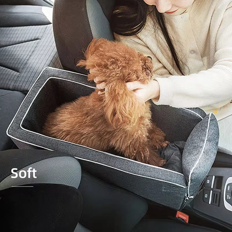 Luxury Central Dog Car Seat - Portable Pet Travel Carrier & Safety Booster Bed for Small Breeds