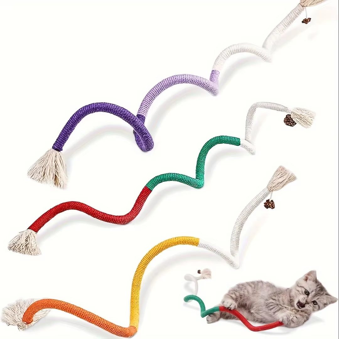 Natural Cotton Catnip Rope Toy - Interactive Cat Teething Toy for Dental Care & Teeth Cleaning, Durable Chew Toy for Indoor Cats & Kittens"