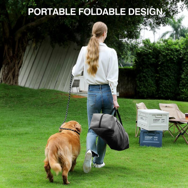 Collapsible Travel Dog Crate for Medium Large Dogs, Portable Oxford Cloth Dog Crate 4-Door Foldable Soft Kennel with Chew-Proof Mesh Windows for Indoor & Outdoor Travel,With Storage Bag,Grey
