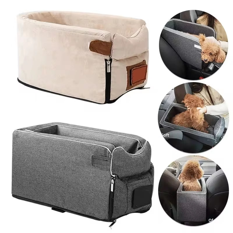 Luxury Central Dog Car Seat - Portable Pet Travel Carrier & Safety Booster Bed for Small Breeds