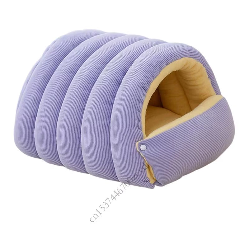 Washable Enclosed Cats House with Removable Cover Soft Plush Bed for Anxiety Relief Antislip Base Indoor Pet Furniture P9YB