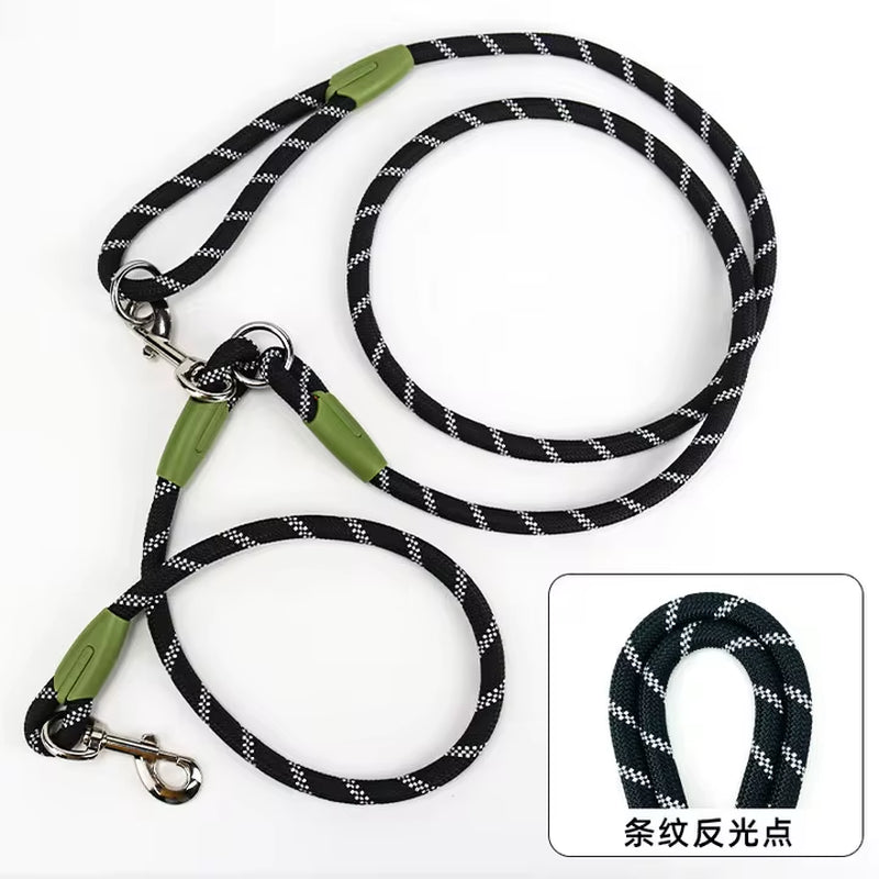 Reflective Nylon Leashes Dogs Chain Traction Rope Leads for Running Dog Walking Free Hands Rope Chain for Small Large Dogs