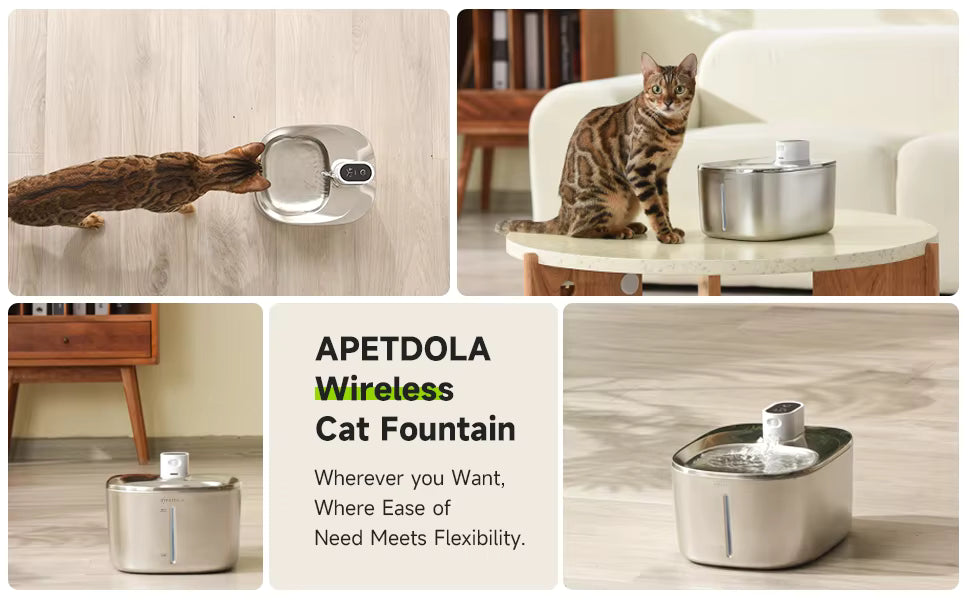 AquaLiberty™: 4L Pro Wireless Stainless Steel Fountain