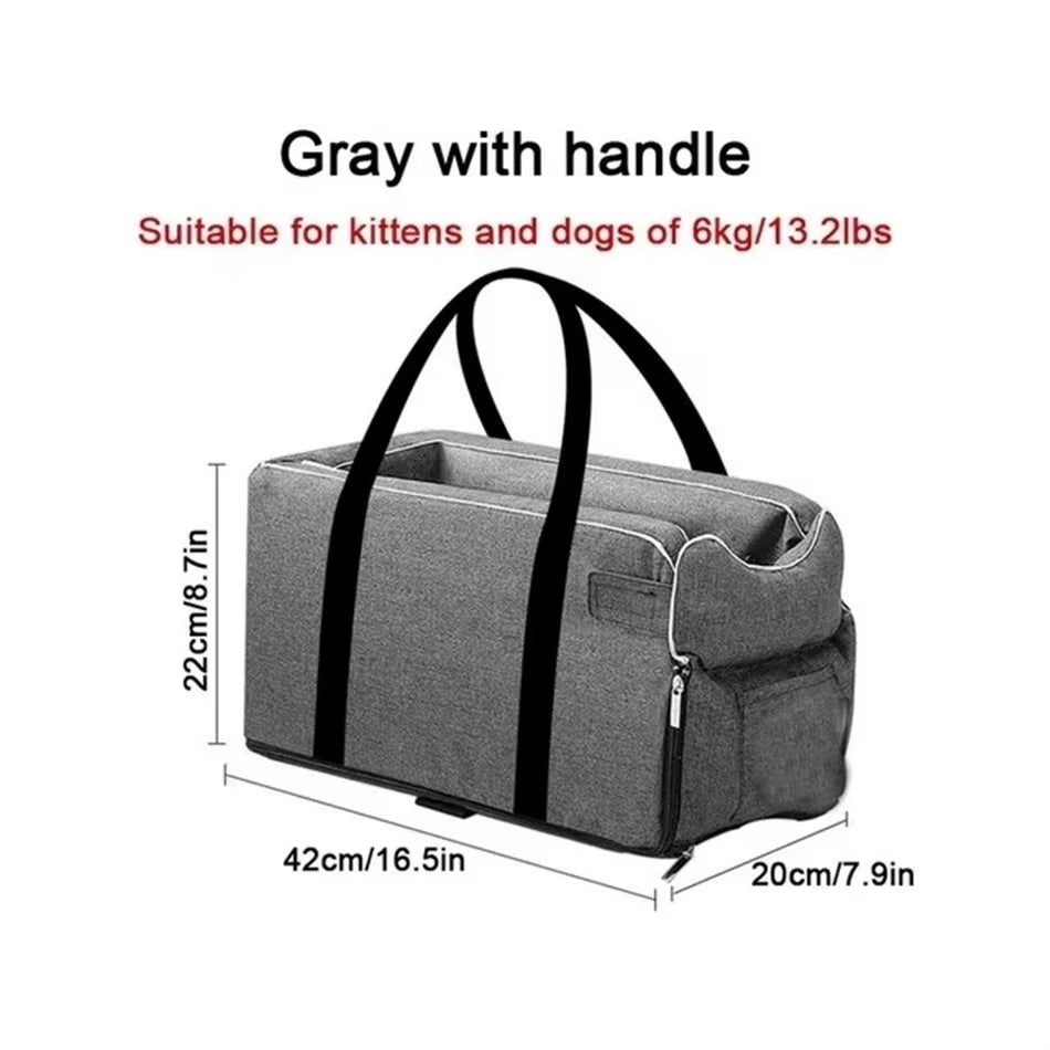 Luxury Central Dog Car Seat - Portable Pet Travel Carrier & Safety Booster Bed for Small Breeds