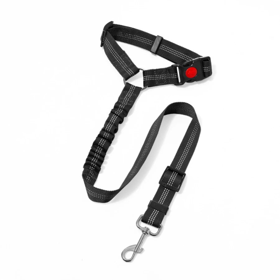 Shock-Absorbing Dog Car Seatbelt - Elastic Safety Rope with Reflective Strips for Small, Medium, and Large Dogs