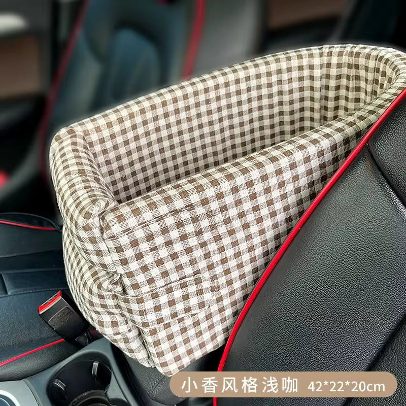 Luxury Central Dog Car Seat - Portable Pet Travel Carrier & Safety Booster Bed for Small Breeds